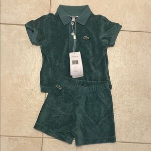 Lacoste Kids Dark Green Polo Shirt and Shorts Set